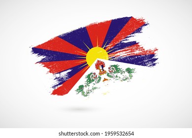 Happy independence day of Tibet with vintage style brush flag background