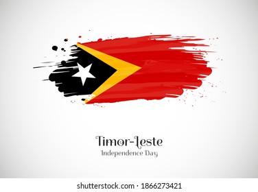 Happy independence day of Timor Leste with creative brush flag background