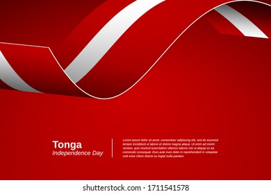 Fröhlicher Unabhängigkeitstag von Tonga. Kreativ schwingende Flagge Banner-Hintergrund. Grußkartenvektor