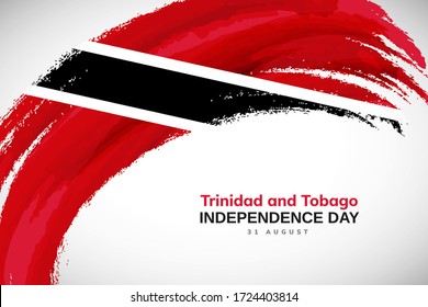 Happy independence day of Trinidad and Tobago. Watercolor brush stroke flag background. Classic national country flag with Abstract watercolor grunge brush flag