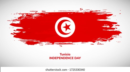 Happy independence day of Tunisia. Brush flag of Tunisia vector illustration. Abstract watercolor concept of national brush flag background