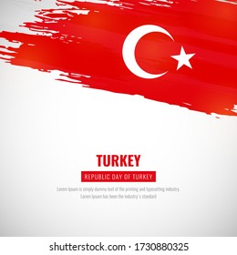 Happy independence day of Turkey with brush style watercolor country flag background