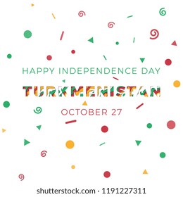 happy independence day of turkmenistan banner design layout with paper cut colorful layered text. vector illustration for greeting cards, posters, invitations, brochures