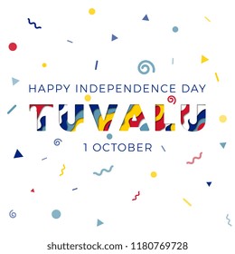 happy independence day of tuvalu banner design layout with paper cut colorful layered text. vector illustration for greeting cards, posters, invitations, brochures