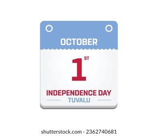 Happy Independence day Tuvalu, Tuvalu Independence day, Tuvalu, Tuvalu Flag, 1 October, 1st October, Independence Day, National Day, Calender, Date, Editable typographic vector Design, Modern Minimal 