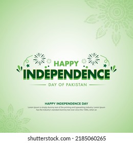 Happy Independence day typo with green flower border and with green doodles