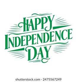 Happy Independence day typography in green color