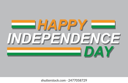 Happy Independence Day Typografie. Handgezeichnete Kalligraphie der modernen Vektorgrafik. Einfache Beschriftung mit Schrägstrichen, gewellter Schrifttext. Schriftzusammensetzung. Vektorillustration. EPS 10