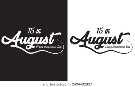 Happy Independence Day Typography. Hand drawn modern vector calligraphy. Simple inscription with swashes, wavy lettering text. 15 August Tricolor Indian Independence Day . vector illustration. EPS 10