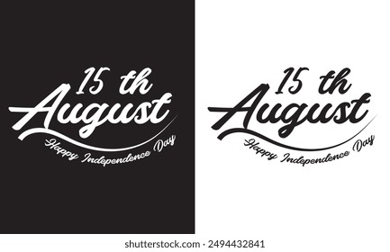Happy Independence Day Typography. Hand drawn modern vector calligraphy. Simple inscription with swashes, wavy lettering text. 15 August Tricolor Indian Independence Day . vector illustration. EPS 10