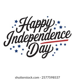 happy independence day typography with white background