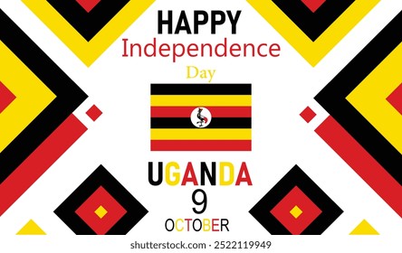 Happy independence day of Uganda Country on 9 October , National flag of Uganda country , beautiful vector art design