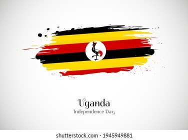Feliz día de la independencia de Uganda con un creativo fondo de bandera de brocha