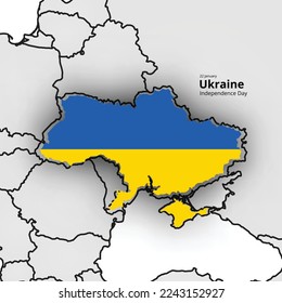 happy independence day of ukraine, map, flag