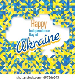 Happy Independence Day of Ukraine with UA blue and yellow map. for greeting card, wallpaper and banner