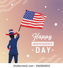 HAPPY INDEPENDENCE DAY WITH UNCLE SAM RISING THE FLAG