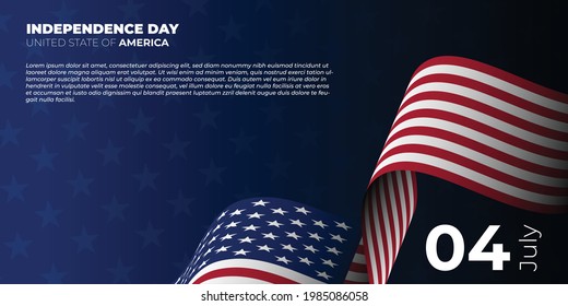 Happy Independence day for United State of America with waving american flag design. American flag background vector illustration. Good template for U.S.A Independence Day design.