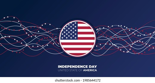 Happy Independence day for United State of America with red and blue abstract background and american emblem flag. Good template for U.S.A Independence Day design.