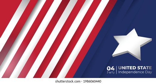 Happy Independence day for United State of America with star shape on american flag background. Good template for U.S.A National Day design.
