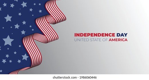 Happy Independence day for United State of America with waving american flag. Good template for U.S.A National Day design.