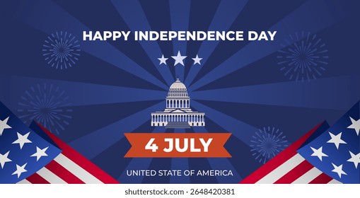 Happy independence day united state of America flyer illustration