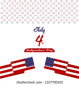Happy independence day United States of America, 4th of July card with Star, Flag flat design 