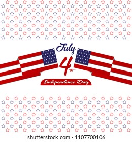 Happy independence day United States of America, 4th of July card with Star, Flag flat design 