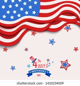 Happy Independence day United states of America, 4th Jul. Design to icon with stars and stripe pattern of national flag 