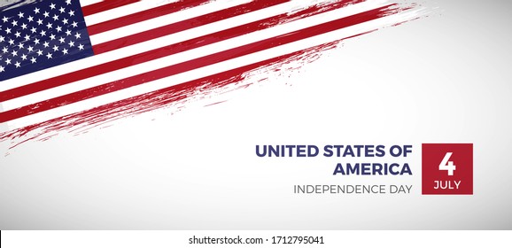 Happy independence day of United States of America. Brush painted grunge flag of United States of America country. Creative brush flag vector background