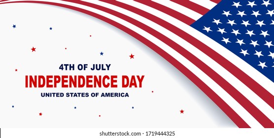 Happy Independence Day of United States of America 4th of July with American Flag vector illustration background