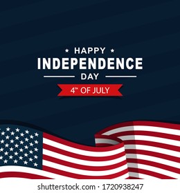 Happy Independence Day of United States of America 4th of July with American Flag vector illustration background