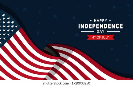 Happy Independence Day of United States of America 4th of July with American Flag vector illustration background