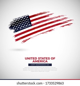 Happy independence day of United States of America country. Creative grunge brush flag illustration