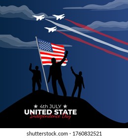 Happy Independence Day United States. Celebrated annually on July 4 in America. Happy national holiday of freedom. American flag. Patriotic poster design. Vector illustration