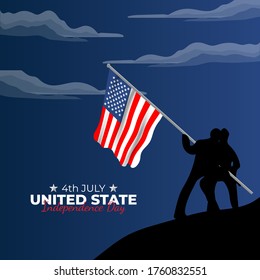 Happy Independence Day United States. Celebrated annually on July 4 in America. Happy national holiday of freedom. American flag. Patriotic poster design. Vector illustration