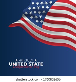 Happy Independence Day United States. Celebrated annually on July 4 in America. Happy national holiday of freedom. American flag. Patriotic poster design. Vector illustration