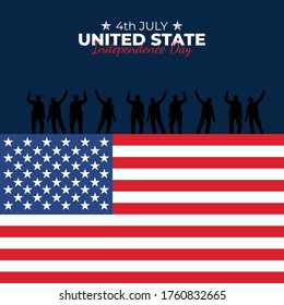 Happy Independence Day United States. Celebrated annually on July 4 in America. Happy national holiday of freedom. American flag. Patriotic poster design. Vector illustration