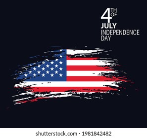 Happy independence day of United States. brush flag of United States vector illustration. 