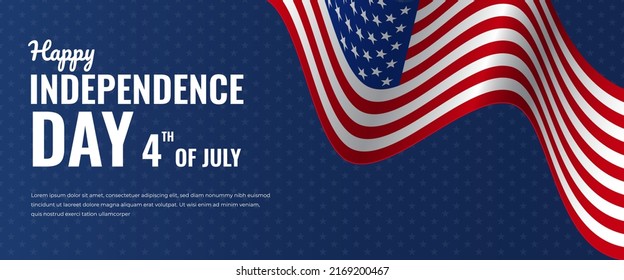 Happy independence day of the United States America. Modern horizontal banner design template.
