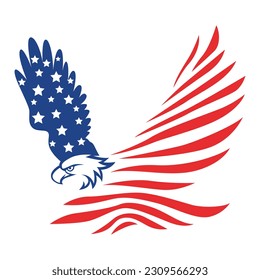 happy independence day united states of america. eagle symbol logo vector with USA flag motif
