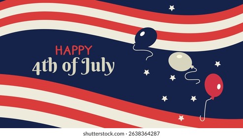 Happy Independence Day United States of America on 4 july with balloons card banner invitation poster