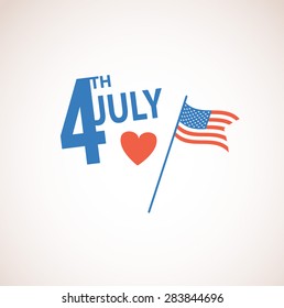 Happy independence day  United States of America, 4th of July card with flat design