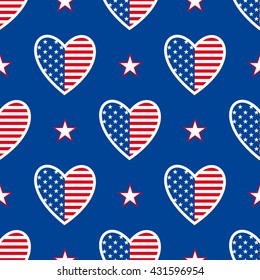 Happy independence day United States of America! 4th of july. American patriotic seamless pattern. Vector background.