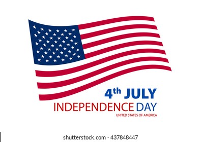 Happy independence day United States of America, 4th of July card with flat design art