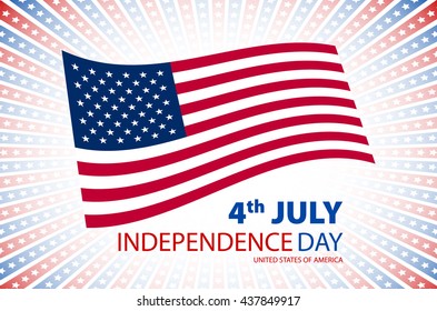 Happy independence day United States of America, 4th of July card with flat design art