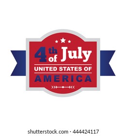 Happy independence day United States of America, 4th of July. Flat frame/ badge