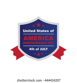 Happy independence day United States of America, 4th of July. Flat frame/ badge