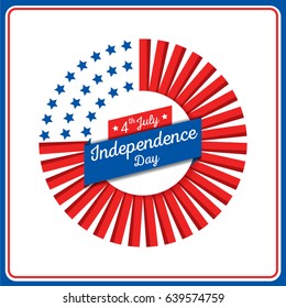 Happy Independence day United states of America, 4th Jul. Design with stars and stripe pattern in national flag to circle wreath.