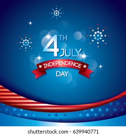 Happy Independence day United states of America design with bokeh background, 4th Jul.