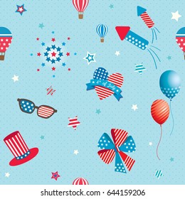 Happy Independence day United states of America, 4th July design for seamless pattern background  decorated with ornament.